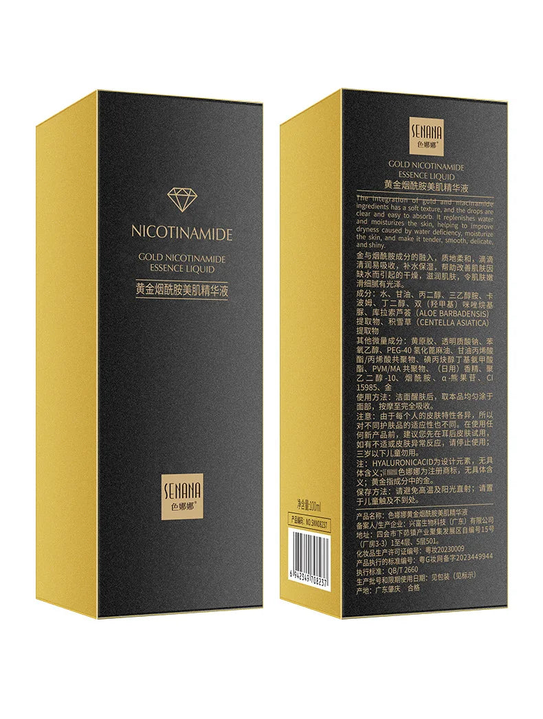 100ml 24k Gold Nicotinamide Facial Essence Hydrating and Moisturizing and Preventing Dryness Skin Hyaluronic Acid Face Serum Pi-Mart