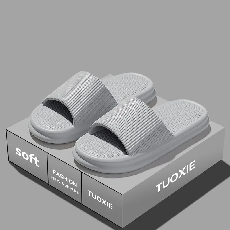 Women Summer Concise EVA Slippers Men Soft Home Slides Couples Bathroom Non-slip Sandals Adults Comfortable Outdoor Beach Shoes Pi-Mart