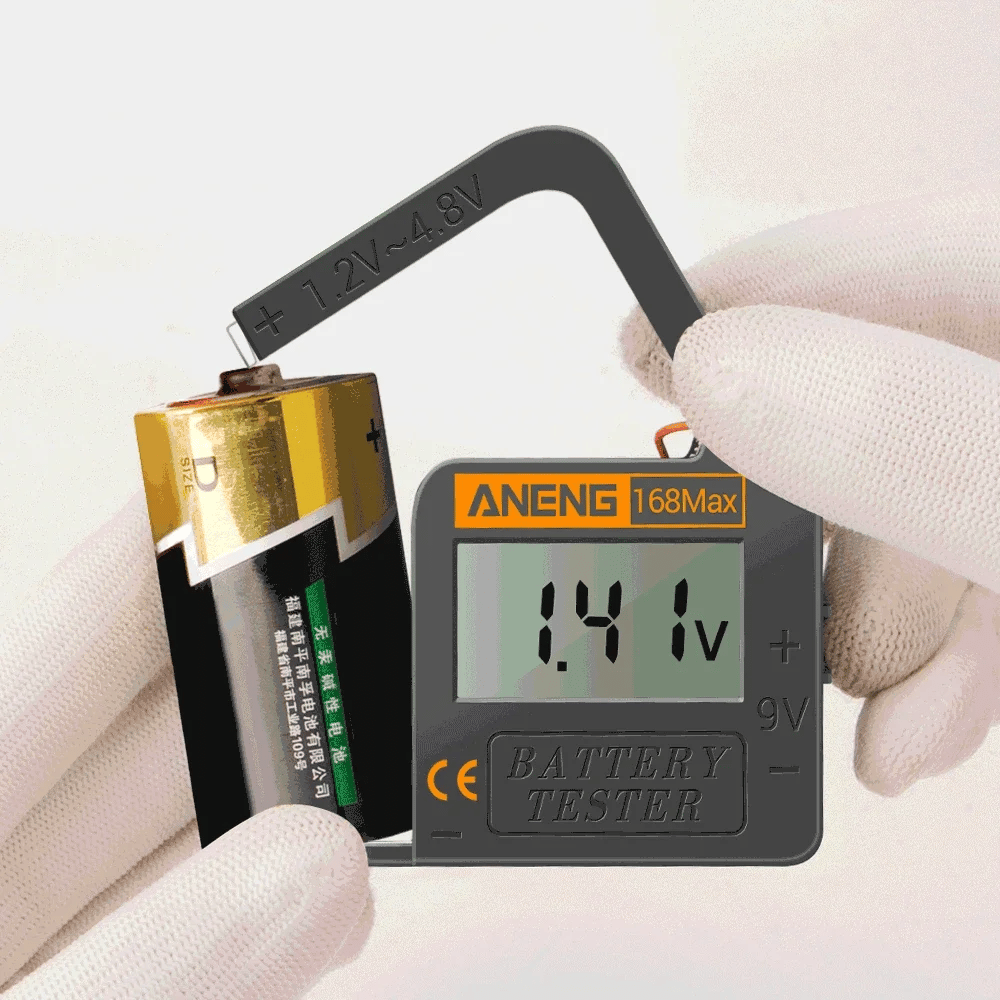 ANENG 168MAX Self Powered Digital LCD Battery Checker AA AAA C D 9V Button Cell 18650 Lithium Cell Voltage Capacity Test Tool Pi-Mart