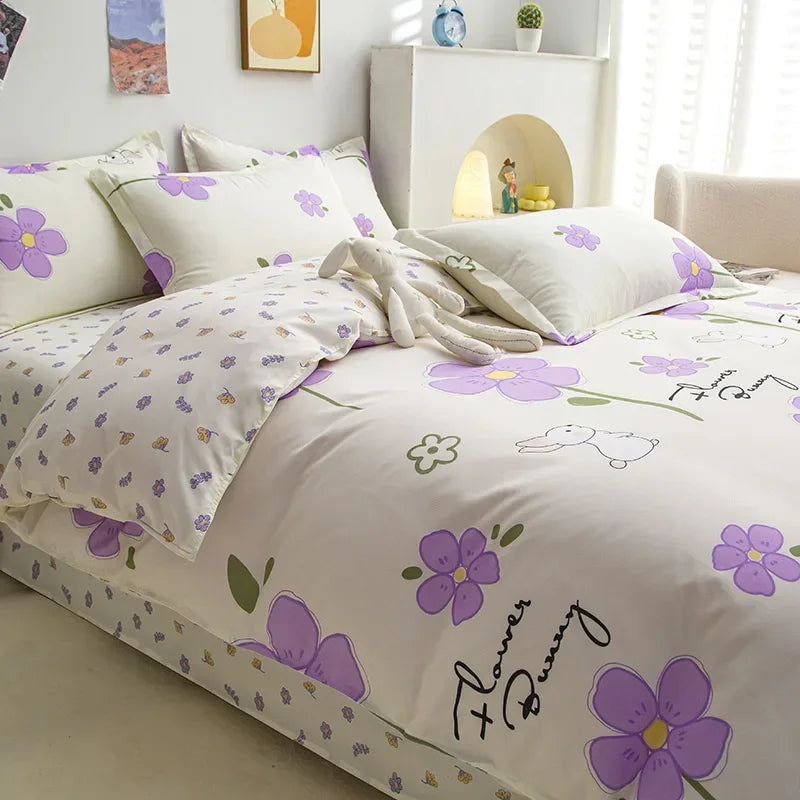 Lovely Cartoon King Size Duvet Cover Set 220x240 Skin Friendly Double Bed Quilt Cover Blanket Comforter Cover and Pillowcase Pi-Mart