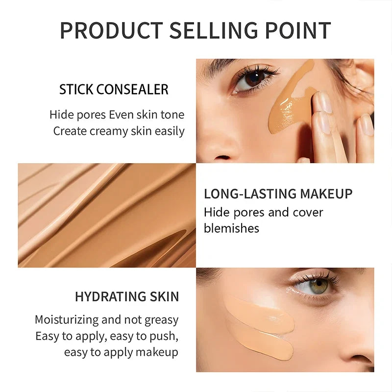 O'CHEAL Temperature Changing Foundation Stick Facial Coverage Blemishes Pores Double-Headed Face Matte Makeup Foundation Cream Tri Light Beauty