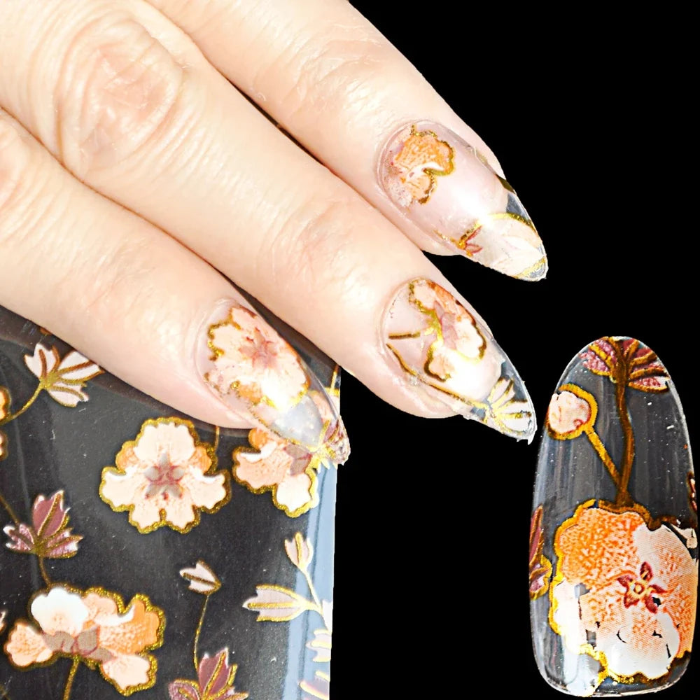 More Than 250 Design Beautiful Designed Nail Art Product Nail Glue transfer Foil Beautiful Flower Purple Orange Tri Light Beauty