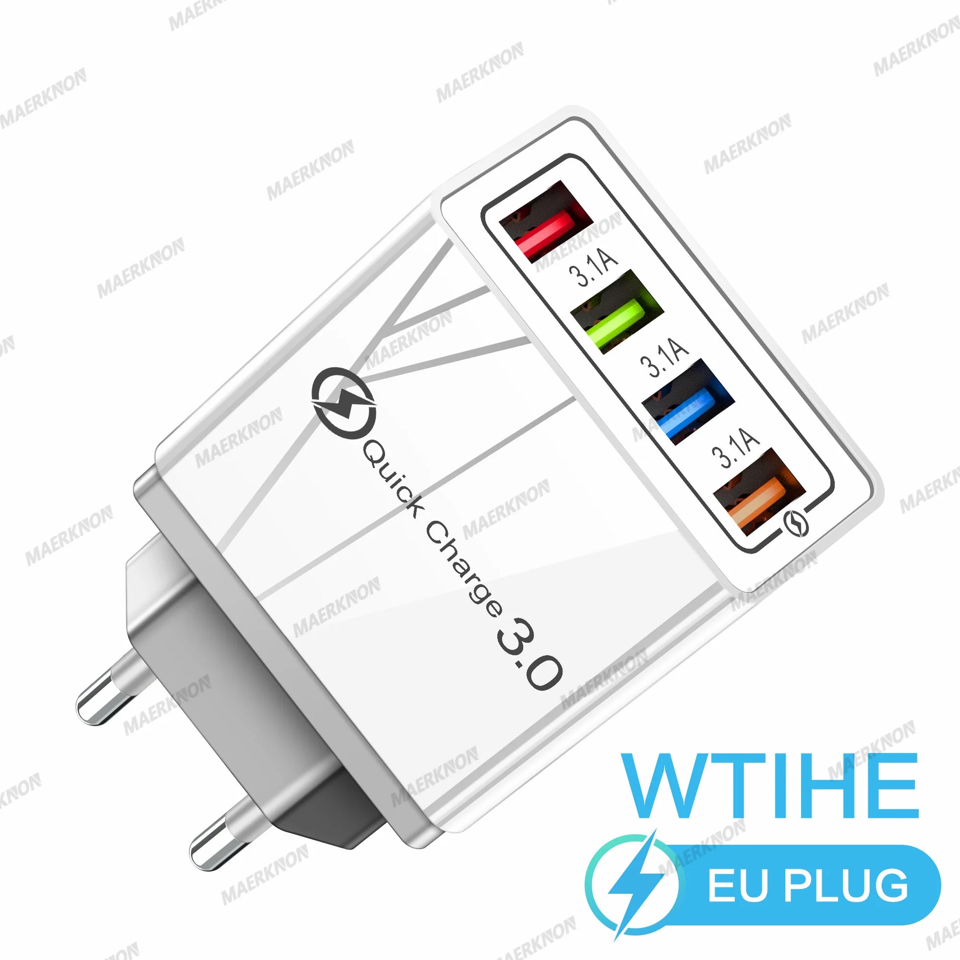 3A USB Charger 4 Ports USB Quick Charge 3.0 EU US Plug For iPhone Samsung Xiaomi Poco Fast Charging Mobile Phone Charger Adapter Pi-Mart