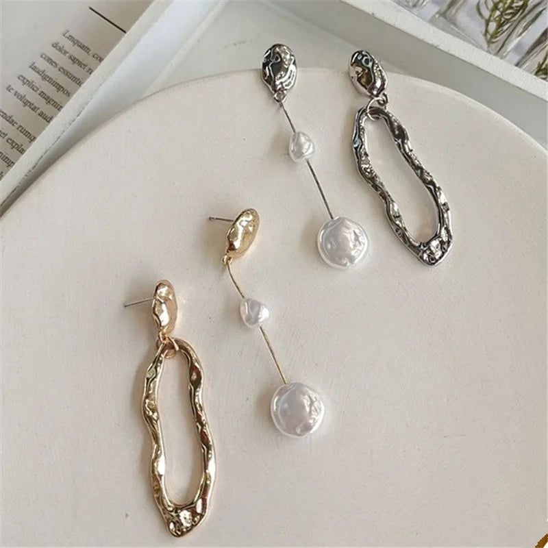 LATS Elegant Asymmetrical Baroque Pearl Stud Earrings for Ladies and Girls Personality Irregular Fashion Jewelry Party Gifts Pi-Mart