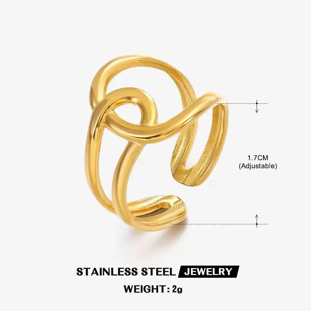 High End Waterproof Hollow Stainless Steel Finger Ring Trendy for Women Personalize Jewelry Wholesale Pi-Mart