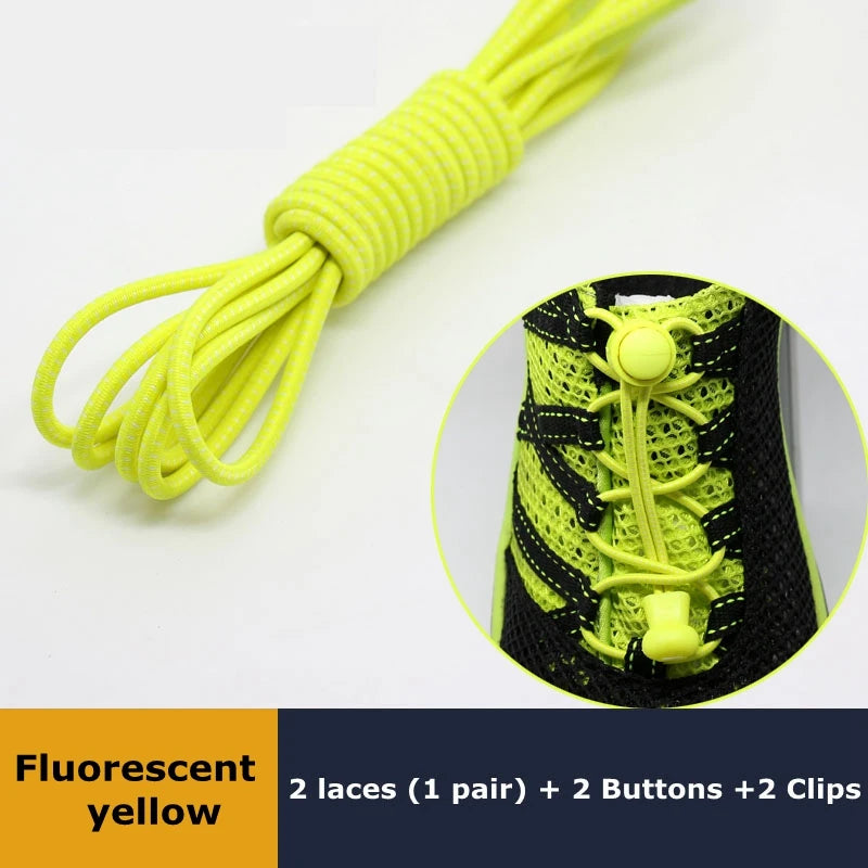 1Pair Shoelaces for Sneaker Elastic No Tie Shoe Laces Stretching Lock Lazy Laces Quick Rubber Shoelace Round Shoestrings Pi-Mart