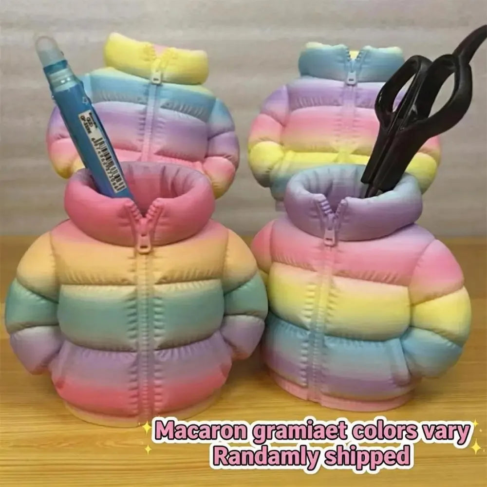 Down Jacket-Shaped Pen Holder Desktop Organizer for Stationery Makeup Brushes Home Office Shelf Decor, for Shool Gift LadyShow.Store