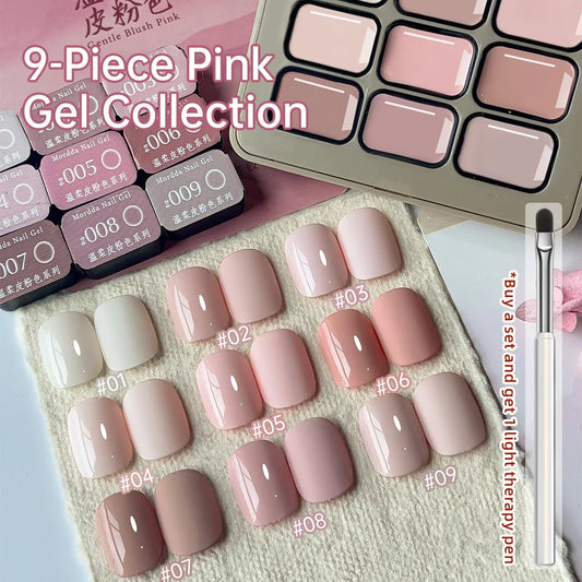 9 Colors Pink Patting Glue Smudge Canned High Saturation Popular Semi-Solid Nail Polish Glue Nail Salon Tri Light Beauty