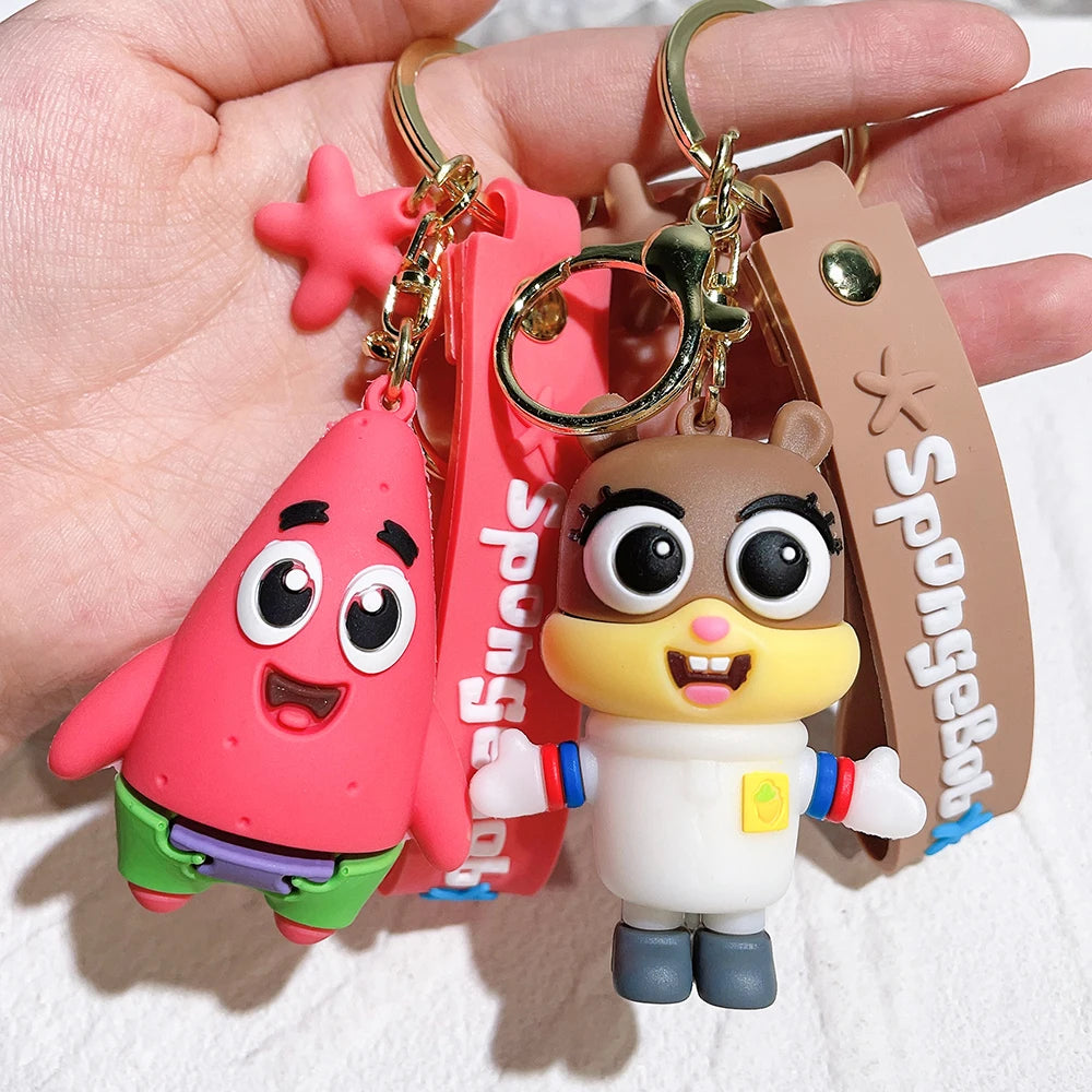Anime Spongebob Squarepants Keychain Patrick Star Krabs Gary Sandy Kawaii Toys keychain Christmas gift bag Birthday Gift For Kid Pi-Mart