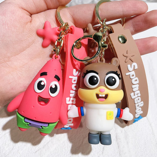 Anime Spongebob Squarepants Keychain Patrick Star Krabs Gary Sandy Kawaii Toys keychain Christmas gift bag Birthday Gift For Kid Pi-Mart