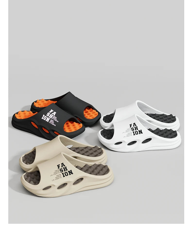 Men Fashion Massage Slippers Indoor/Outdoor Sandals Beach Flip Flop Thick Sole Male Slides Summer Non-Slip Men Shower Slippers Pi-Mart