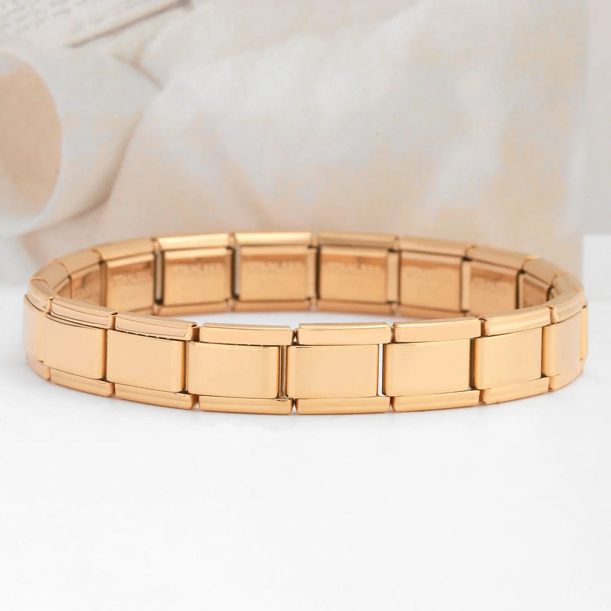 Trendy Square Italy Stainless Steel Bracelets For Women Men HipHop Metal Italian Modules Stretchable Gift Birthday Party Jewelry Pi-Mart