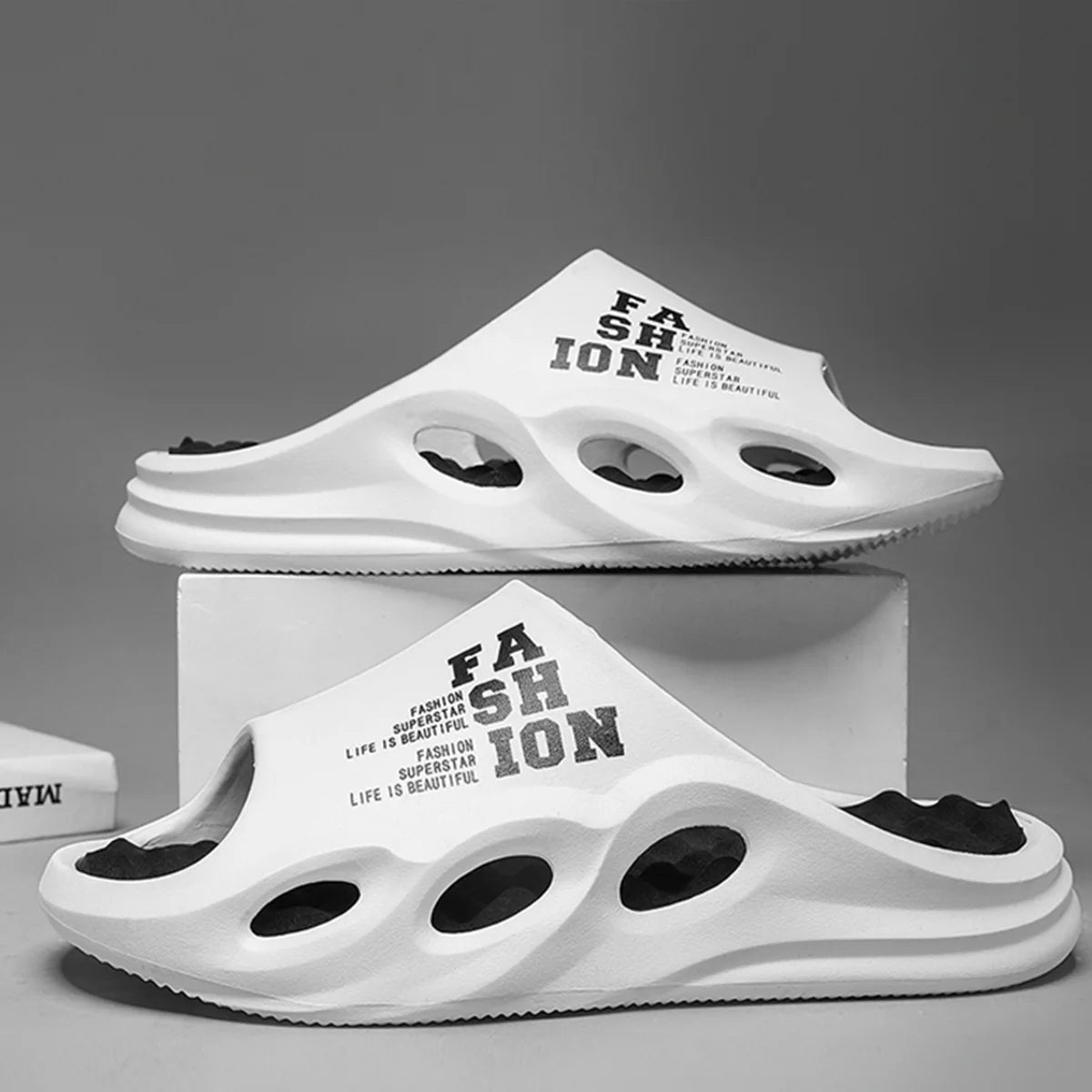 Men Fashion Massage Slippers Indoor/Outdoor Sandals Beach Flip Flop Thick Sole Male Slides Summer Non-Slip Men Shower Slippers Pi-Mart
