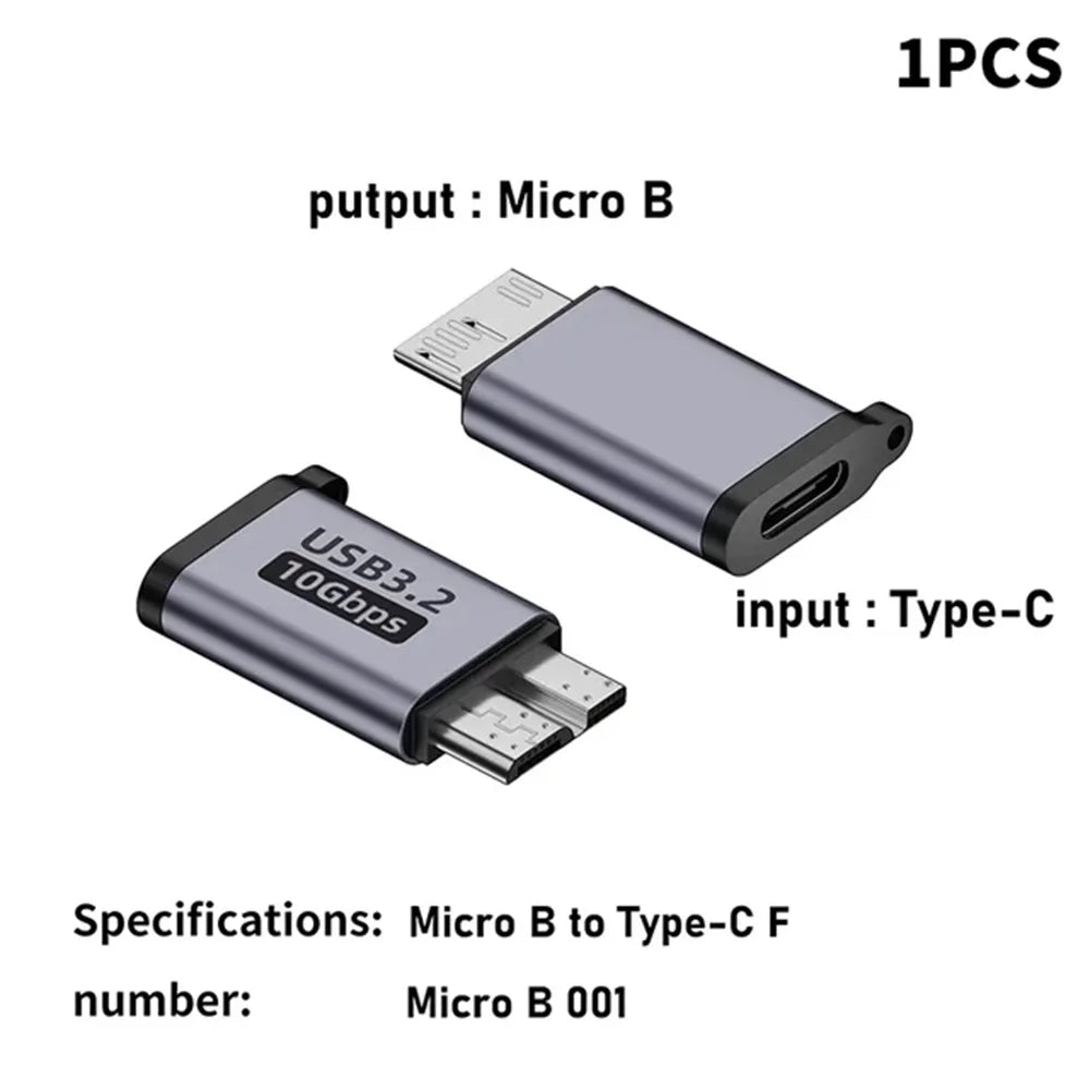 Micro B USB C 3.0 Male to Type C Female Adapter Type-C USB3.0 Micro B Connector for External Hard Drive Disk HDD Cable Adapter Pi-Mart