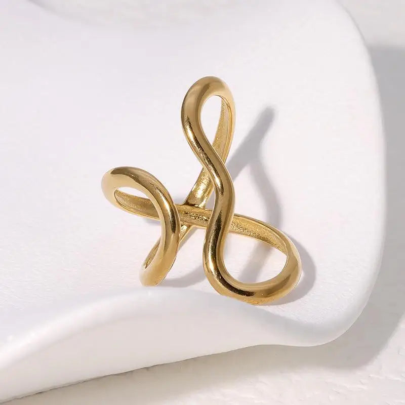 Fashion Stainless Steel Waterproof Open Ring Personality Charms PVD Real Gold 18K Plated Trendy Jewelry for Women Pi-Mart