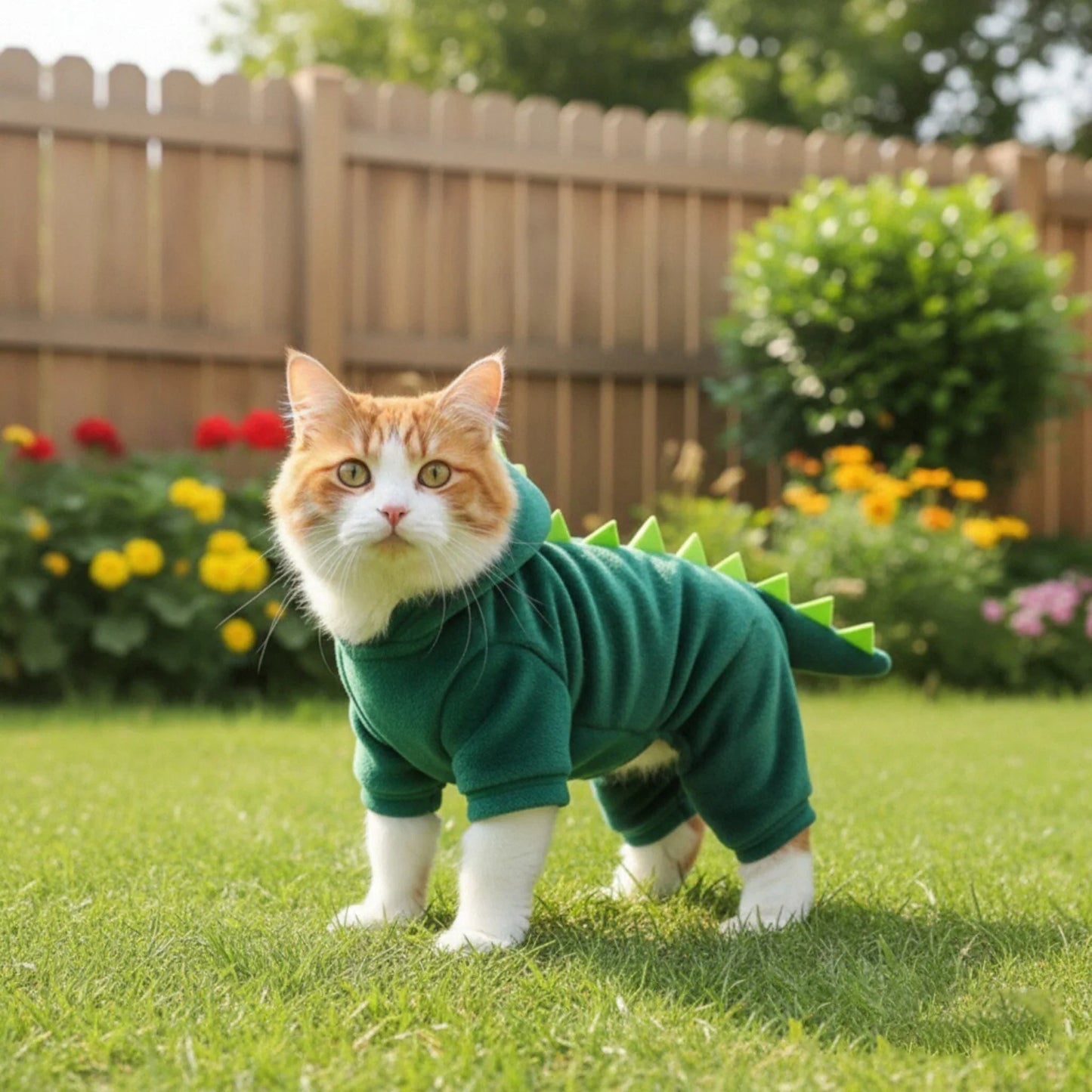 Cozy Dinosaur Cat Clothing Set Plush Lined Soft and Lightweight For Small Pets Costume Party and Outdoor Use Autumn Winter Wear LadyShow.Store