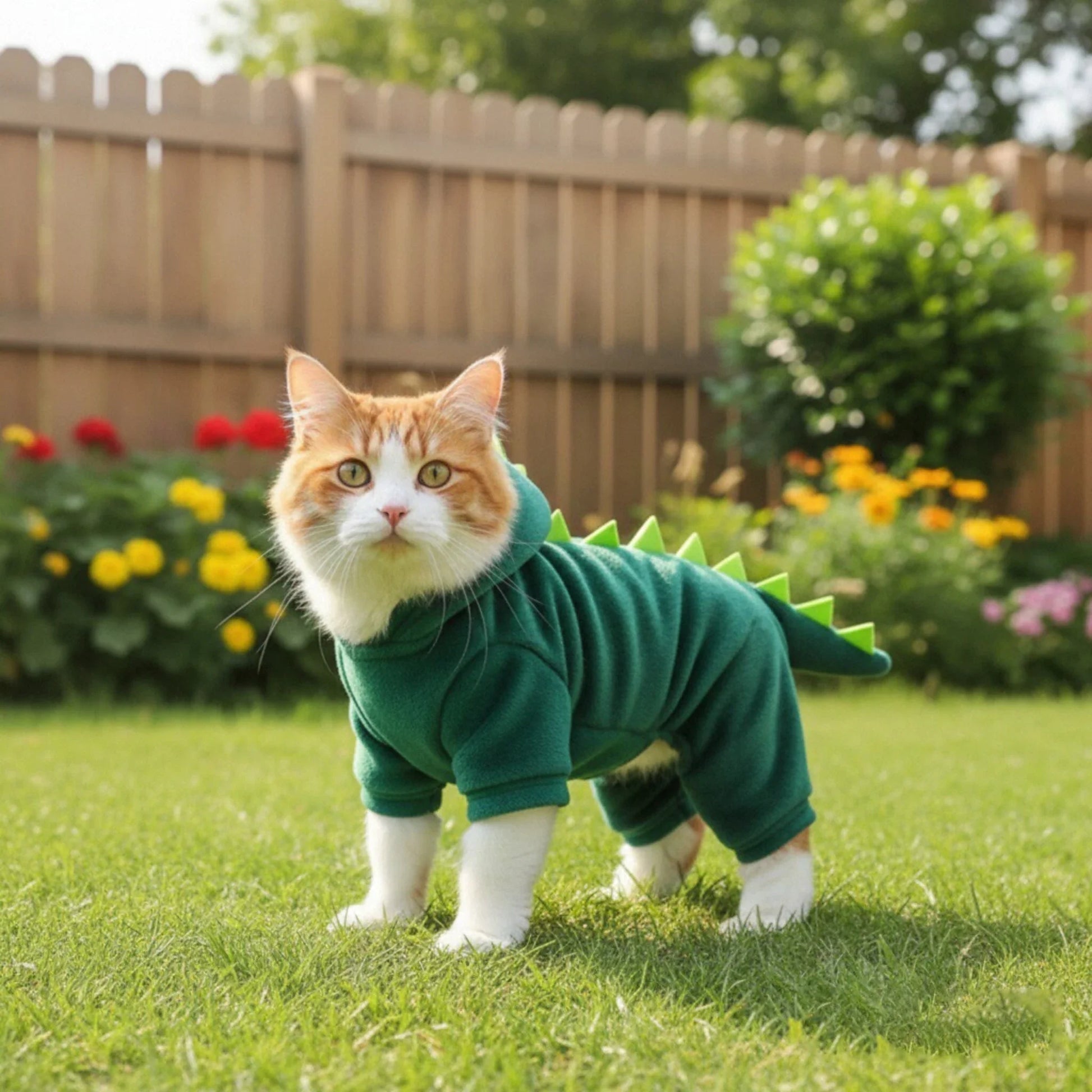 Cozy Dinosaur Cat Clothing Set Plush Lined Soft and Lightweight For Small Pets Costume Party and Outdoor Use Autumn Winter Wear LadyShow.Store