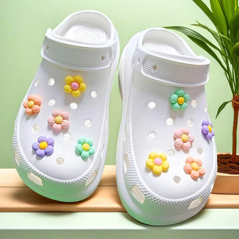10PCS Fashion Shoe Charms Set Accessories Hole Shoe Buckle 5 Petal Flower DIY 3D Shoes Decorations for Bogg Bag Gift Pi-Mart