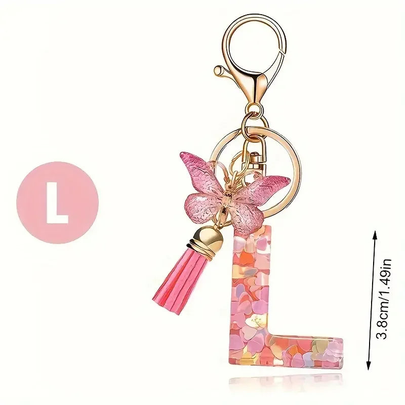 Fashion DIY A-Z Letters keychain Metal Holder Pendent Key Chain Women Car Key Ring Simple Letter Name Key Party Gift Jewelry Pi-Mart