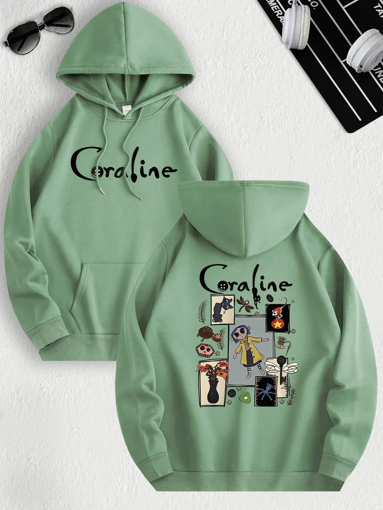 Coraline Inspired Casual Hoodie for Women's Sleeve Regular Fit Hooded Pullover Fashion Casual HipHop Sweatshirts Harajuku LadyShow.Store
