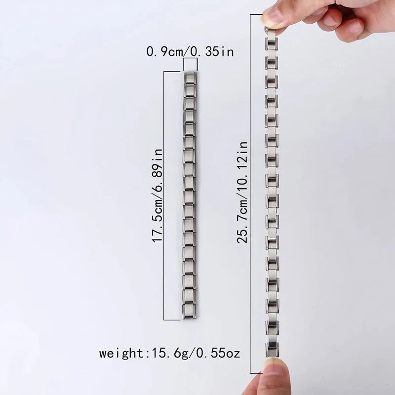 Unisex Minimalist Italian Modular Bracelet Stainless Steel Square Elastic Spliced Titanium Steel Polished Chain Pi-Mart