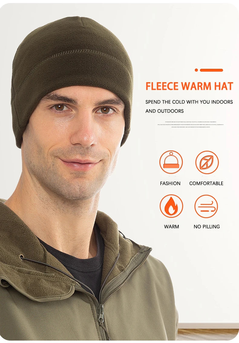 Winter Fleece Beanie Cycling Men Women Elastic Hiking Soft Thermal Commuting Ski Helmet Liner Hat Windproof Camping Cap Outdoor Pi-Mart