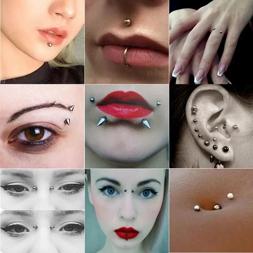 58pcs Non Piercing Lip Nails Sticker Selfadhesive Waterproof Reusable Fake Lip Nail Eyebrow Nose Ring Body Belly Button Jewelry Pi-Mart