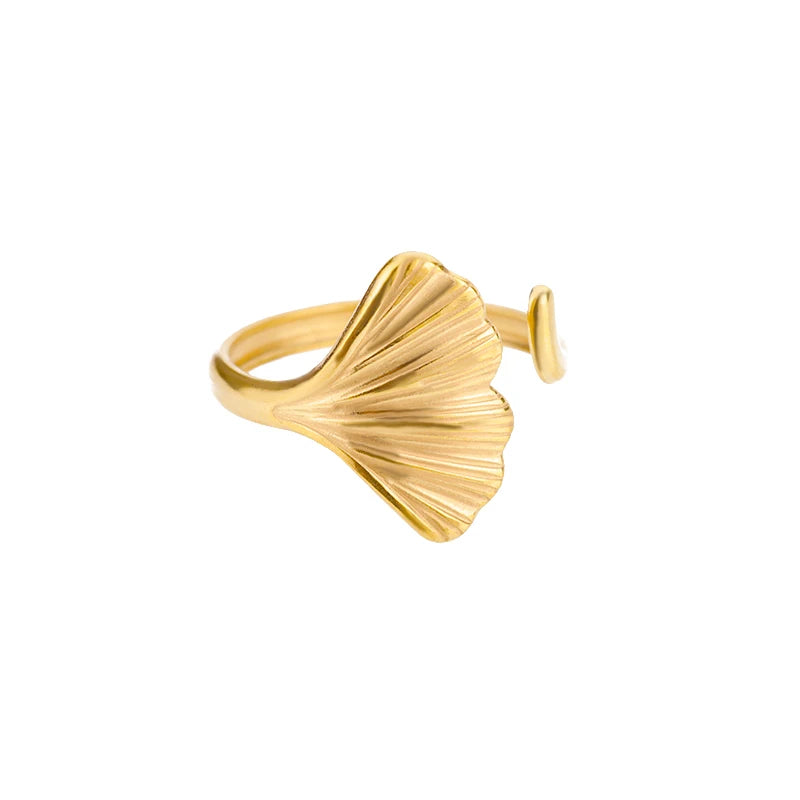 316L Stainless Steel Shell Rings for Women Adjustable Gold Color Little Star Open Rings Female Jewelry Weddings Gifts New Trendy Pi-Mart