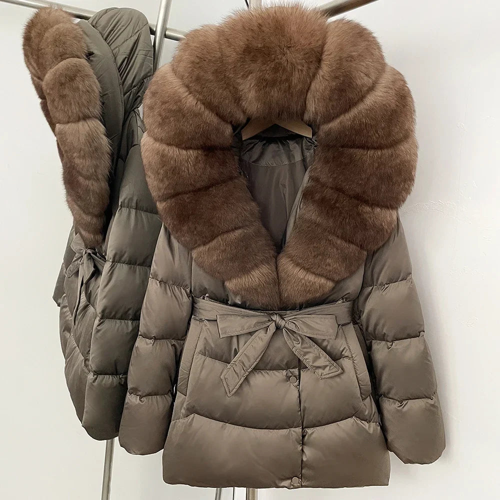 Natural Fur Collar Down Jacket Women Winter 2026 High Quality Duck Down Puffer Parka Windproof Warm Down Coat Outerwear New LadyShow.Store