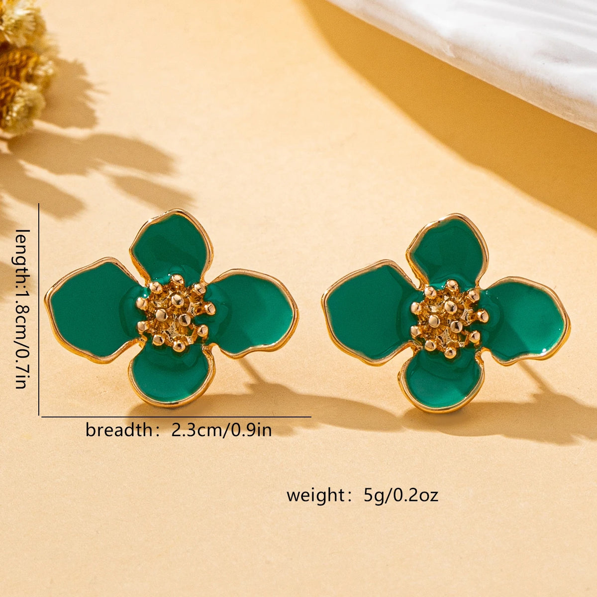 Women's Fashion Earrings Bohemian Style Three-Dimensional Flower Earrings in Green, Purple, White, and Gold, Elegant and Simple Earrings Suitable for Daily Wear and Vacation Wear, No Box Pi-Mart