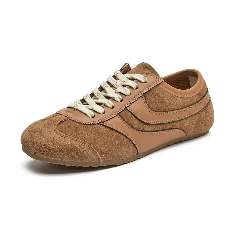 German Training Shoes Women 2026 New Genuine Leather Women Sneakers Flat Lace-up Retro Large Size Forrest Gump Shoes Women LadyShow.Store