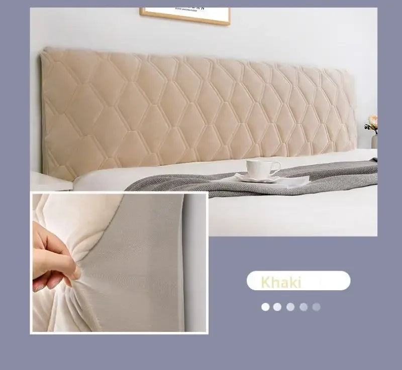 All-inclusive Super Soft Smooth Quilted Head Cover Thicken Velvet Headboard Cover Solid Color Bed Back Dust Protector Cover Pi-Mart