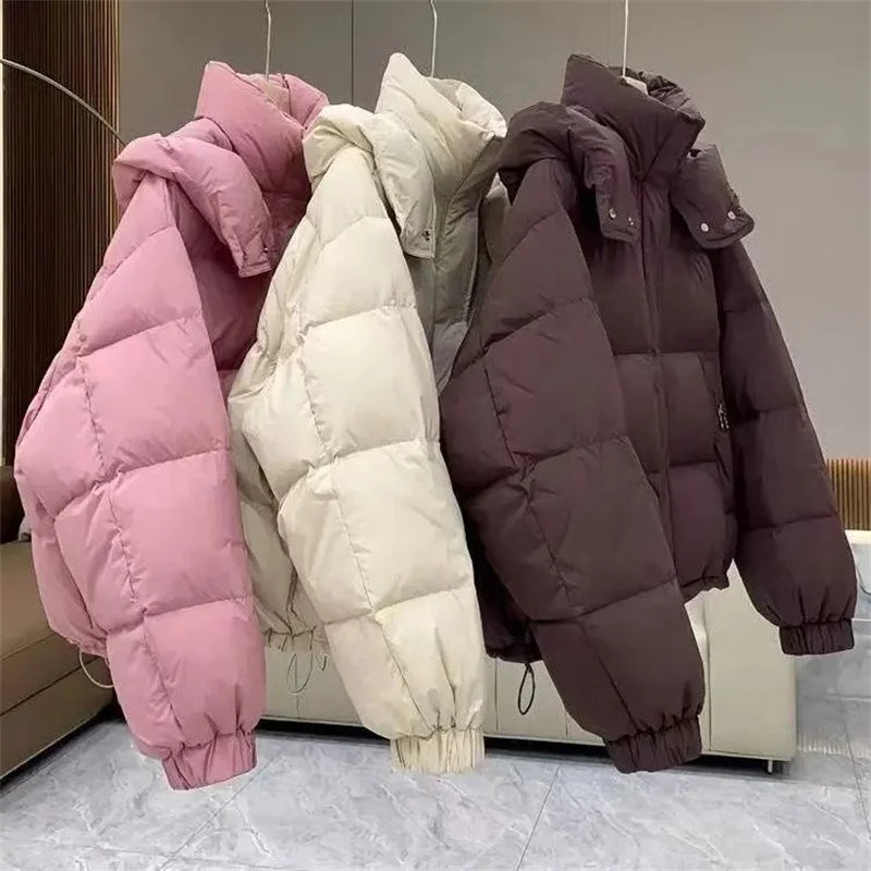 Cotton-Padded Coat Ladies New Autumn Winter 2025 Korean Down Jacket Women's Parkas Short Bread Outerwear Hooded Cotton Jackets LadyShow.Store