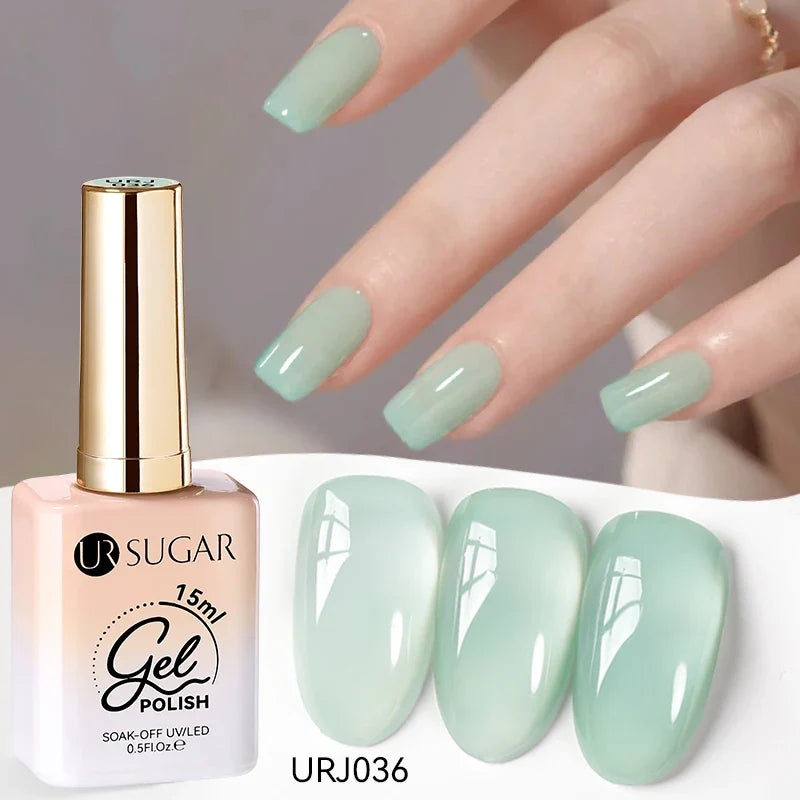 UR SUGAR 15ml Jelly Milky White Translucent Color Gel Polish Semi Permanent UV Gel Nail Art Soak Off Gel Varnish Latest Fashion Tri Light Beauty