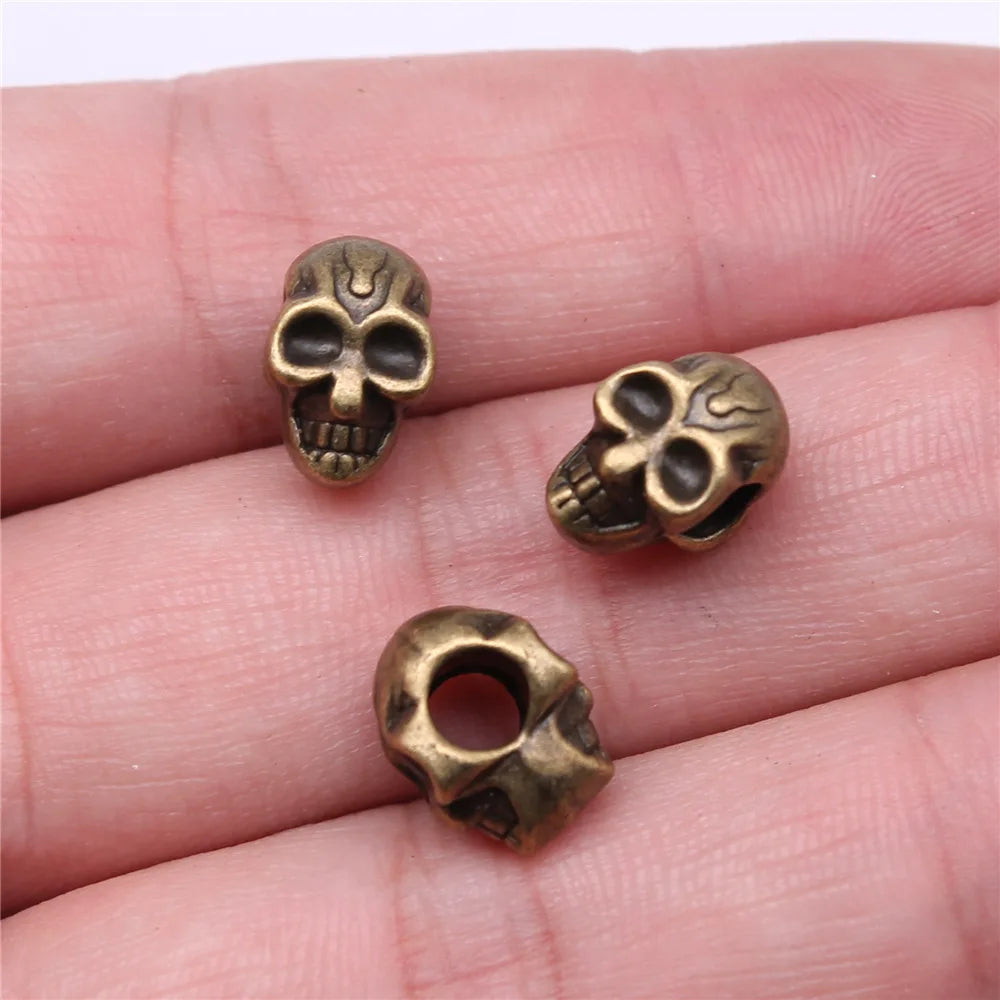 10pcs Skull Beads Beard Loose Beads Spacer Beads Fit Beards Or Hair Decorations Accessories Braid Dreadlock Tube Rings Pi-Mart