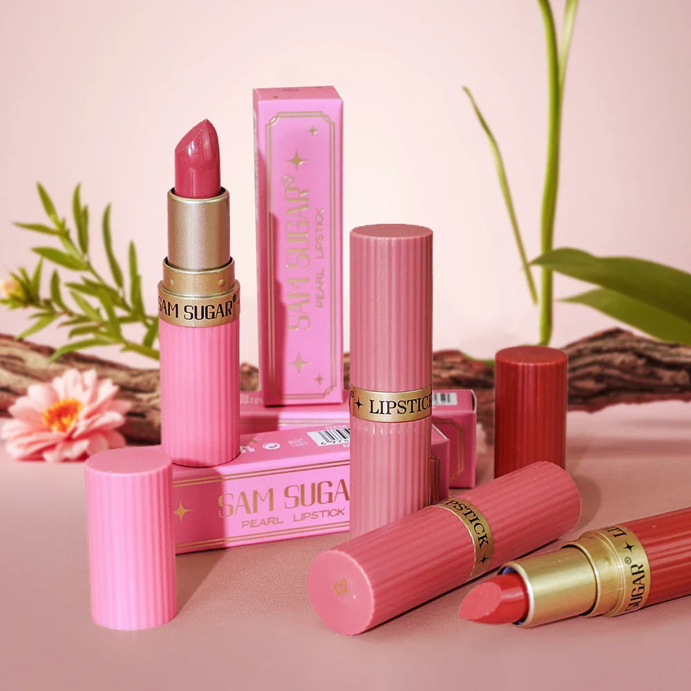 Pearlescent Pink Glitter Velvet Lipstick Metallic Waterproof Long Lasting Matte Shimmer Diamond Lipstick Women Makeup Cosmetic LadyShow.Store