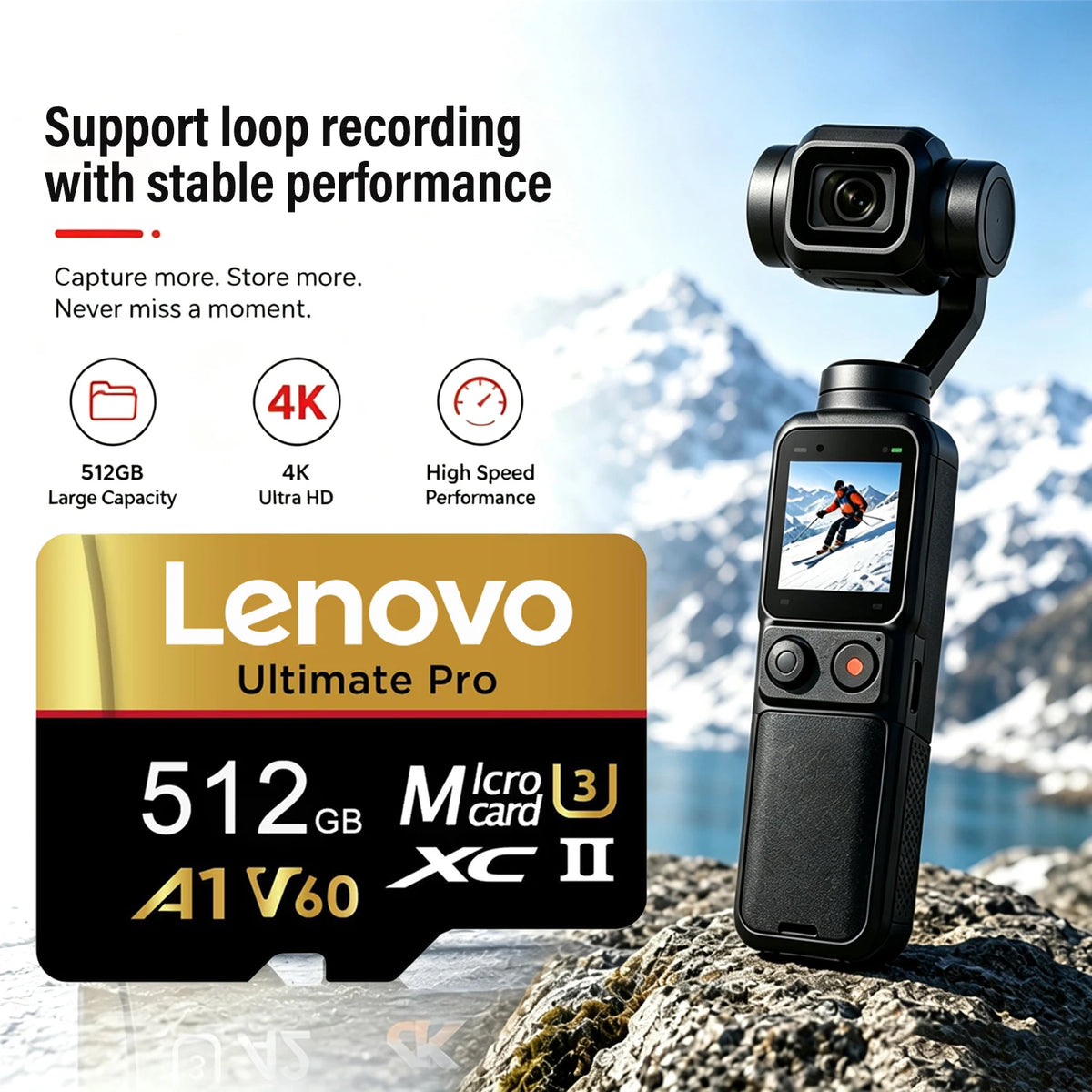 Lenovo SD Memory Card 128GB 256GB 512GB 1TB Micro SD Card V60 U3 Flash Cards TF Card Memory Microsd For Insta360 DJI Drone Pi-Mart