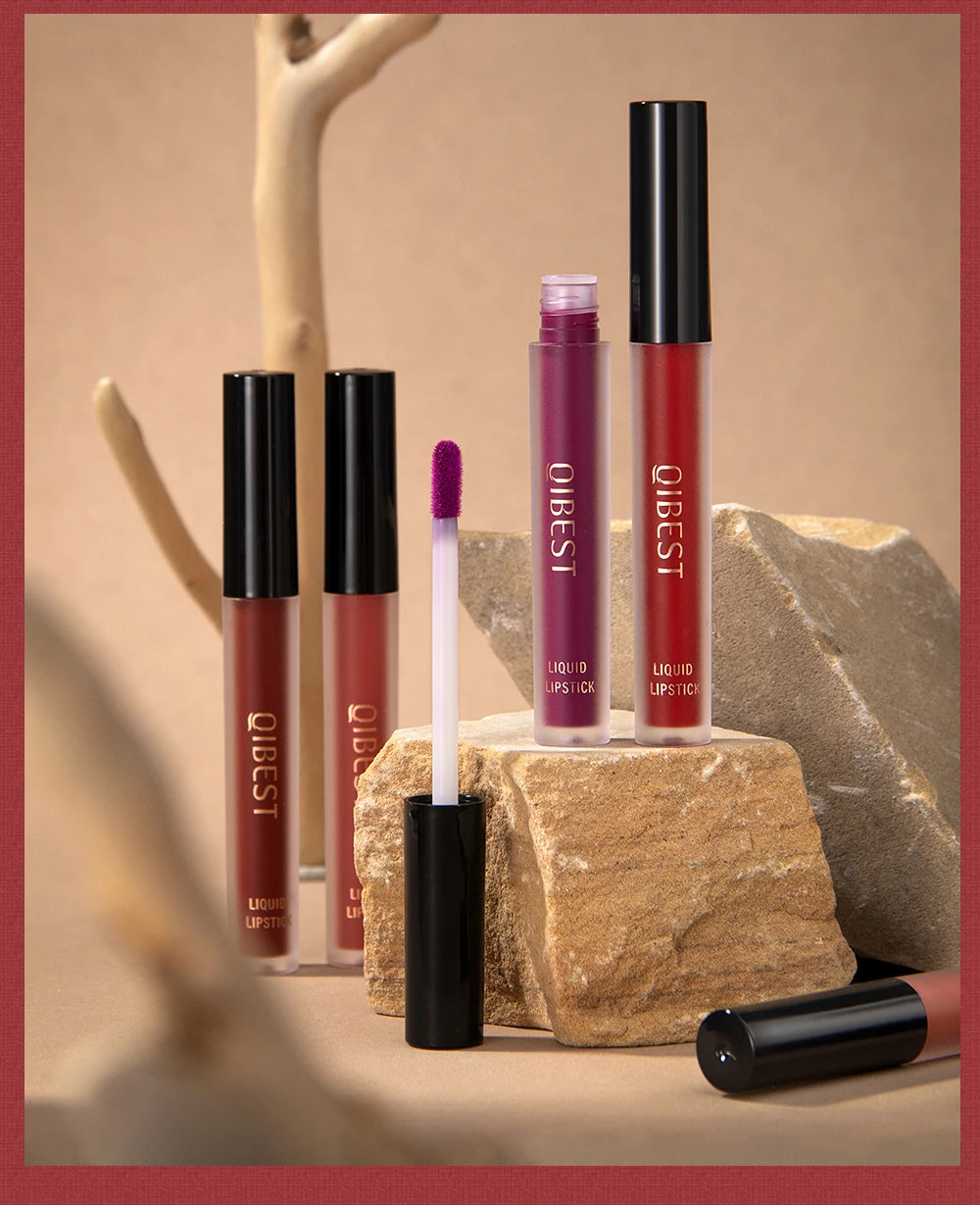 3pcs Matte Liquid Lipstick+Lip Liner Set Lip Glaze Makeup Nude Black Red Velvet Lip Gloss Long Lasting Lip Tint Cosmetics Kits Pi-Mart