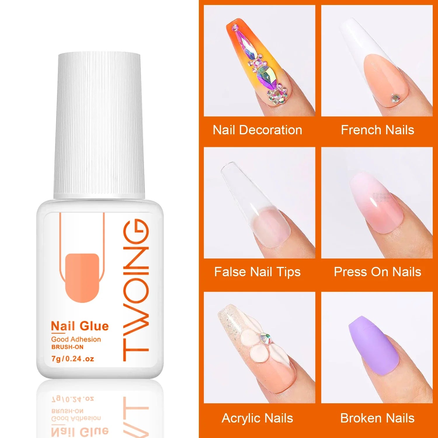 7g Super Strong Nail Glue For False Nail Tips, Acrylic Nails,Press On Nails,Fake Nails Art Decoration Lasting Adhesion Tri Light Beauty