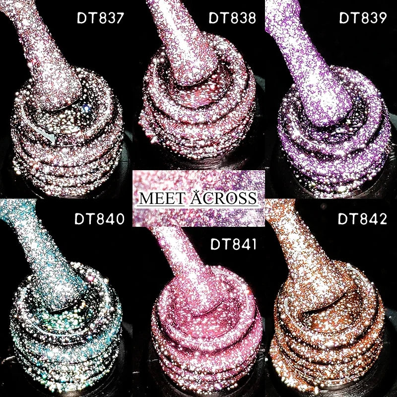 7ml Reflective Glitter Nail Gel Polish Semi Permanent French Style Nail Art UV LED Gel Sparkling Soak Off Manicure Varnish DIY Tri Light Beauty