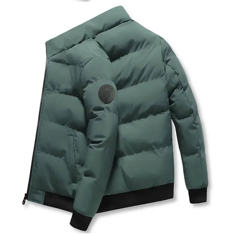 2025 Winter New Solid Color Zipper Down Jacket Thick Cotton Jacket Men Trendy Brand Casual Youth Coat Versatile Comfortable Top LadyShow.Store