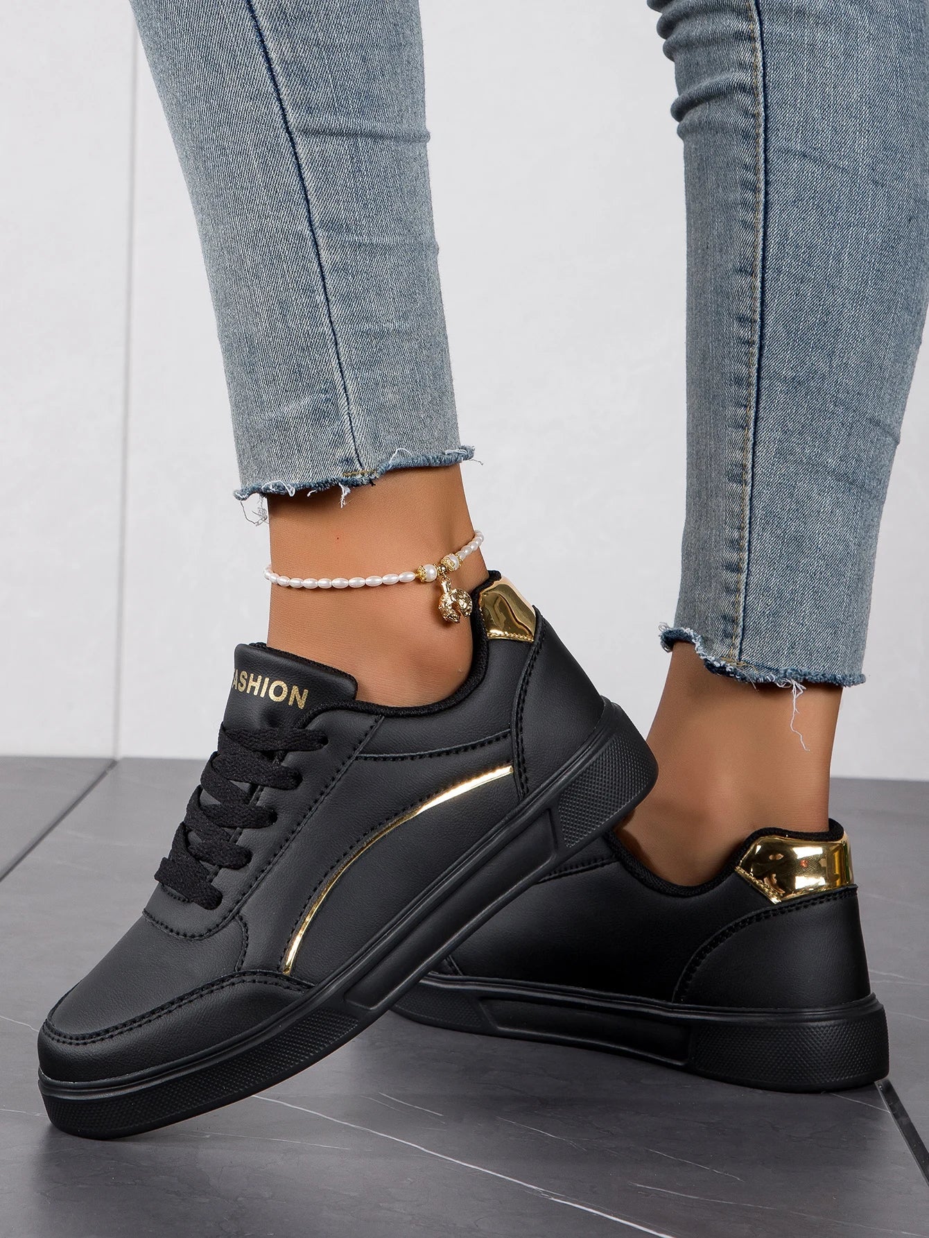 Baasploa Women Casual Sneakers Leather Platform Sneakers for Women Classics Comfort Skateboarding Shoes Non-Slip LadyShow.Store