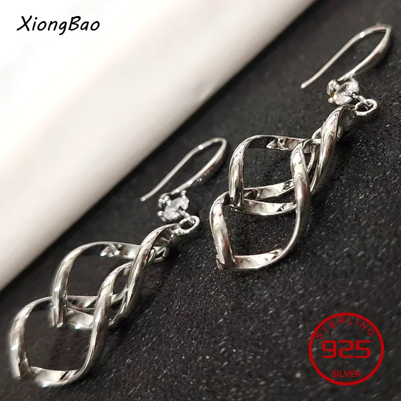 925 Sterling Silver Earrings New Women Elegant Temperament Sterling Anniversary Gift Fashion Jewelry Accessories Geometric Ears Pi-Mart