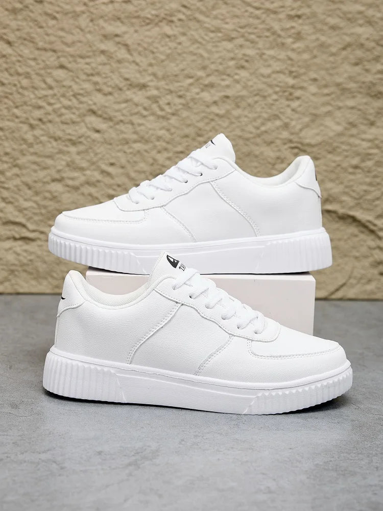 Fashion Leather Men White Sneakers Breathable Comfort Classic Casual Shoes Mens Women Outdoor Walking Shoes Couple Footwear Size Pi-Mart