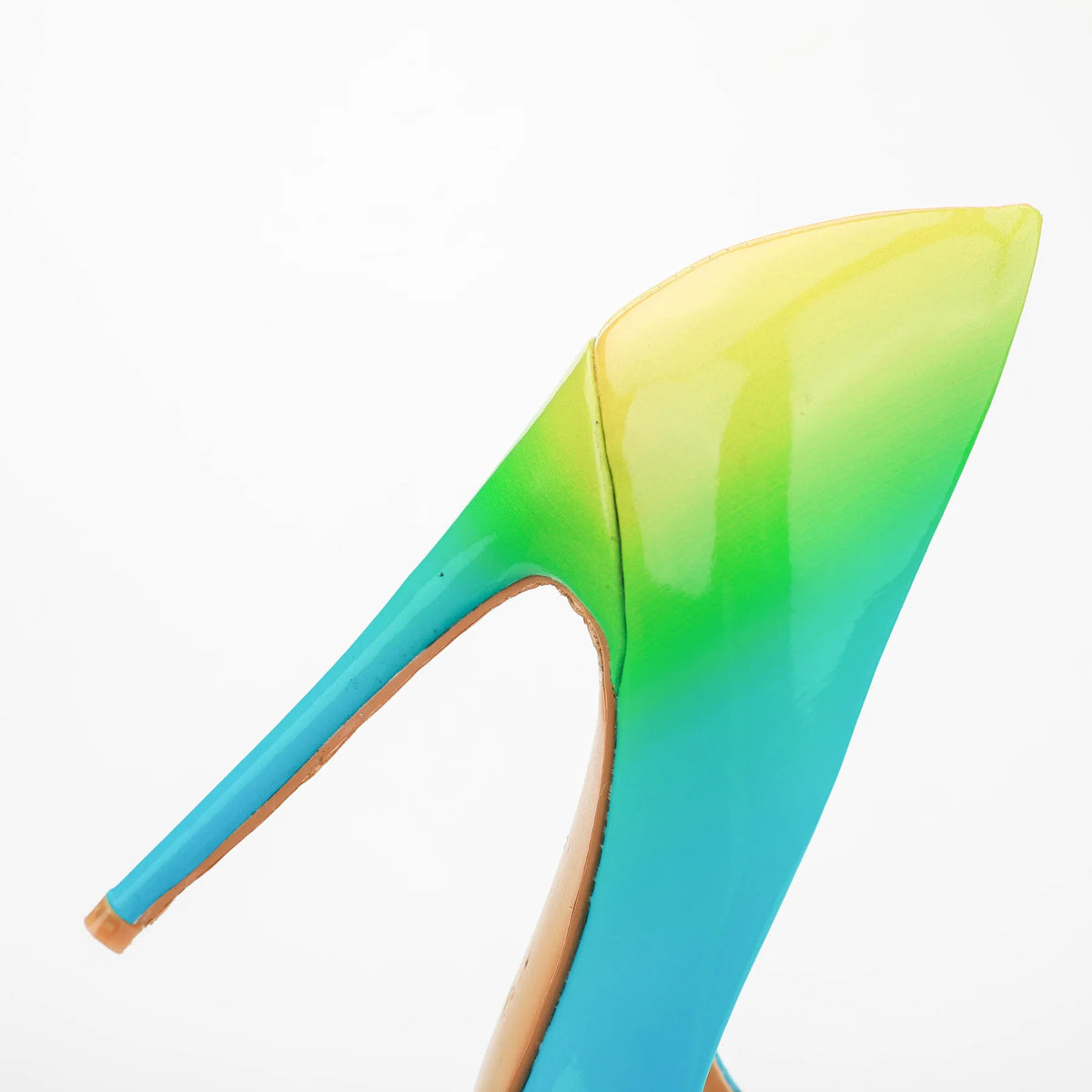 Brand Women High Heels 8-12CM Fashion Iridescent Pointed Toe Single Shoes Woman Thin Heel Summer Glossy Colorful Leather Pumps Pi-Mart
