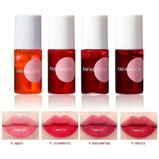4 color Fruity Lip Tint Water Gloss Tint,Moisturizing Waterproof Liquid Lipstick, Non-Stick,High Pigment,Long-Lasting Colors LadyShow.Store