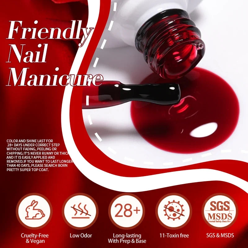 BORN PRETTY 10ml Jelly Nude Gel Nail Polish 50 Colors Semi Transparent Nail Art Nail Supplies Soak off UV LED Nails Gel Varnish Tri Light Beauty