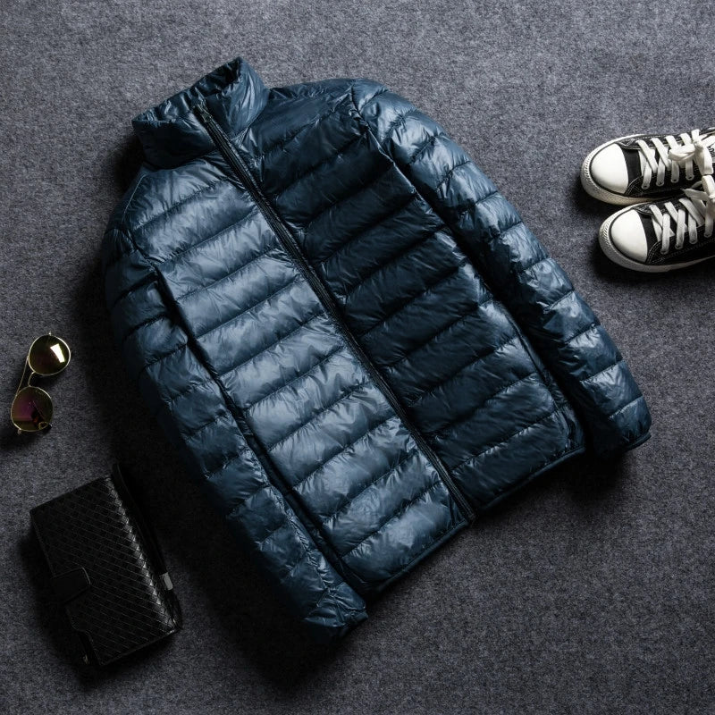 Men's Lightweight Water-Resistant Packable Puffer Jacket 2023 New Arrivals Autumn Winter Male Fashion Stand Collar Down Coats Pi-Mart