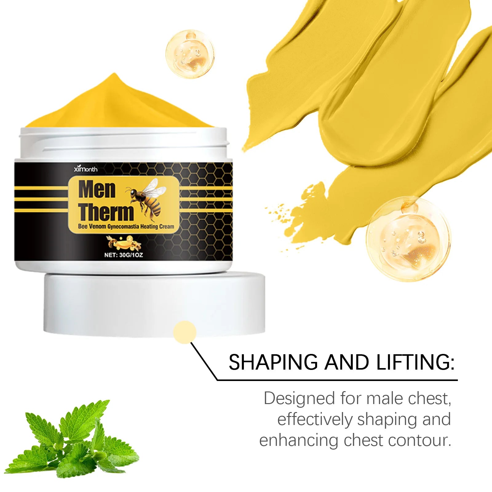 15ml Men's Bee Male Breast Warming Oil Chest Firming Massage Serum Chest Firming Oil Skin Care Pi-Mart