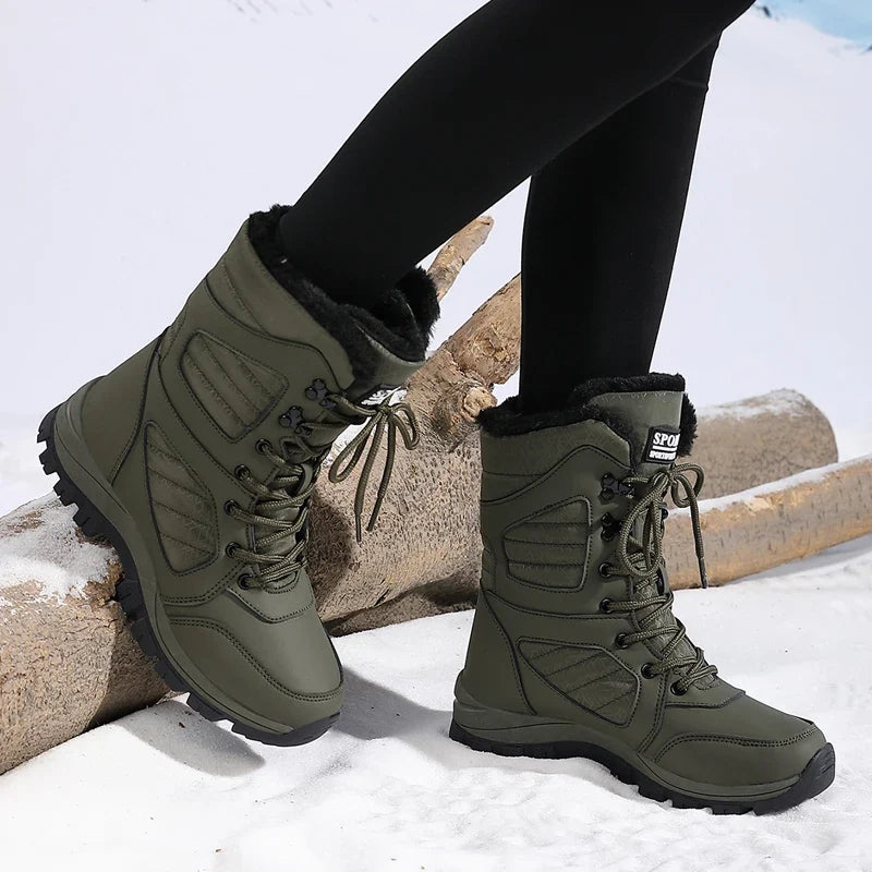 Winter Women Snow Boot High-top Waterproof Ankle Boots Ladies Thick Plus Warm Snow Hiking Boots Outdoor Cotton Shoes Sneakers LadyShow.Store